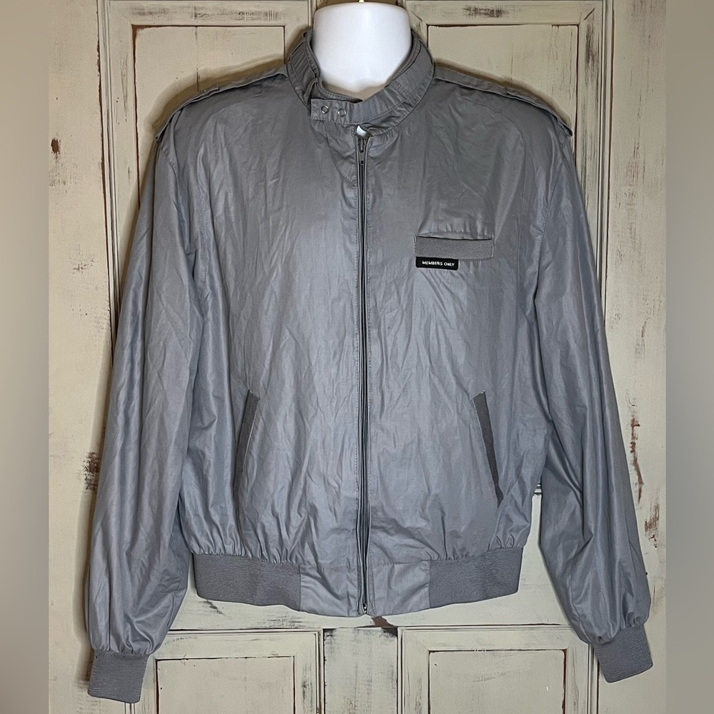 Mens vintage Members Only jacket windbreaker 80’s 90’s 44 slate grey